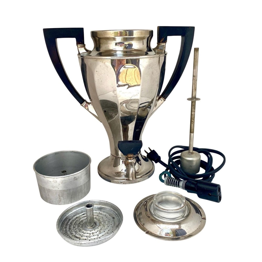 Hotpoint Coffee Percolator Vintage Chrome Electric Model 144P1 Art Deco